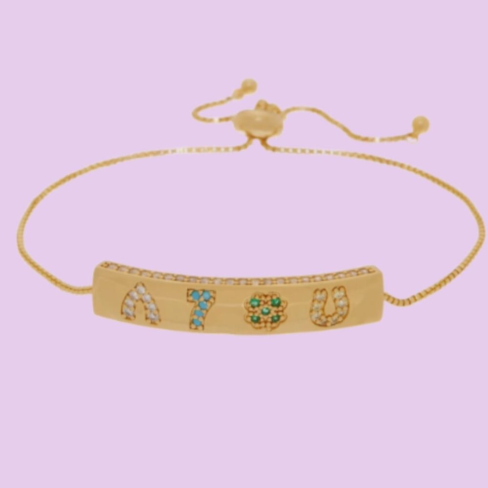 Melinda Maria Lucky Pave Bar Adjustable Friendship Bracelet